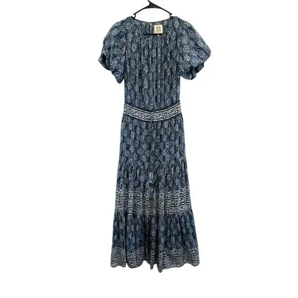 Bell by Alicia Bell Charlotte Tiered Maxi Dress Size M Blue Boho Resort  Vacation